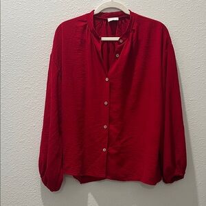 Karlie Vibrant Red Button-Up Blouse